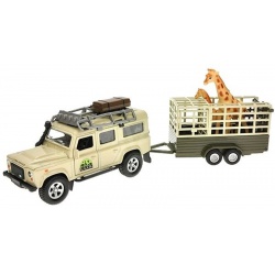 Auto Land Rover Defender kov 13 cm s přívěsem a žirafou